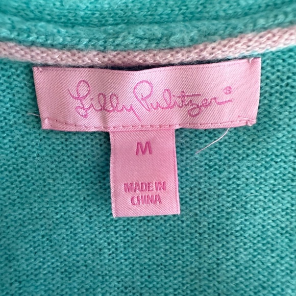 Lilly Pulitzer Light Blue Ruffle Full Wrap Cashmere Long Sleeve Sweater SKU0395 - Picture 10 of 12